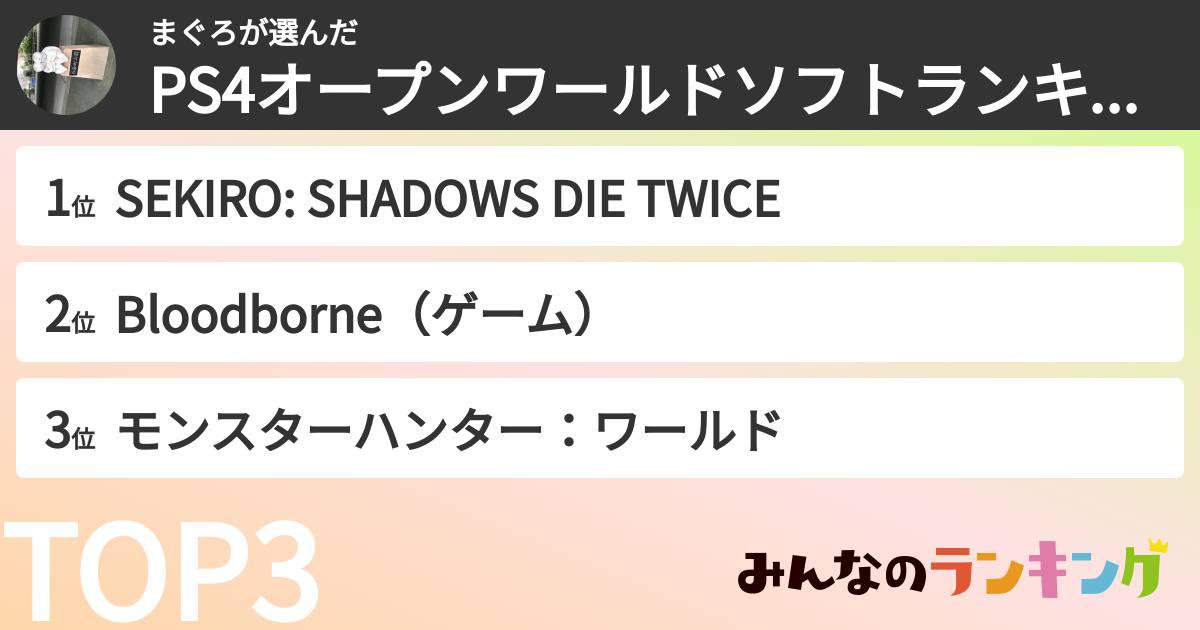 まぐろさんの「PS4オープンワールドソフトランキング」