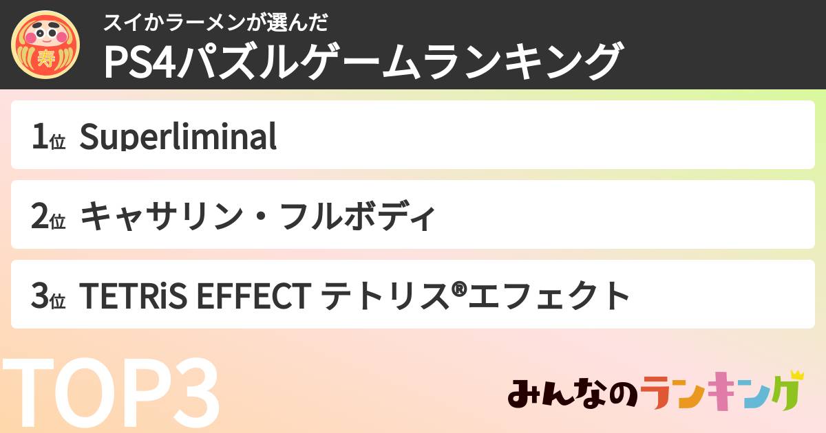 スイかラーメンさんの「PS4パズルゲームランキング」