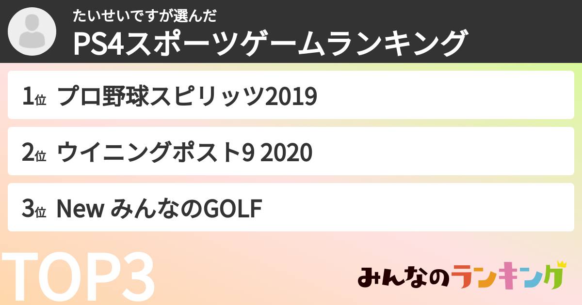 たいせいですさんの「PS4スポーツゲームランキング」