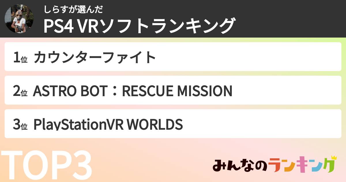 しらすさんの「PS4 VRソフトランキング」