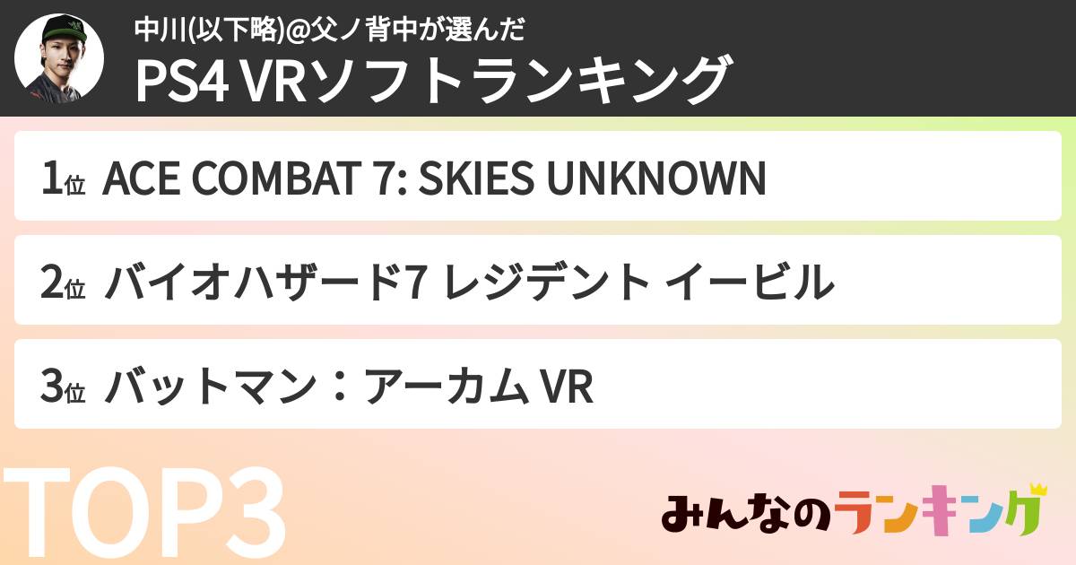 中川(以下略)@父ノ背中さんの「PS4 VRソフトランキング」