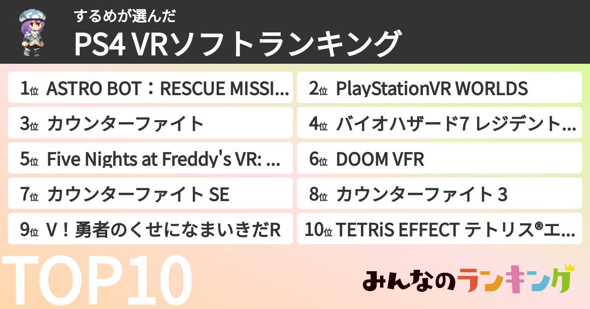 するめさんの「PS4 VRソフトランキング」