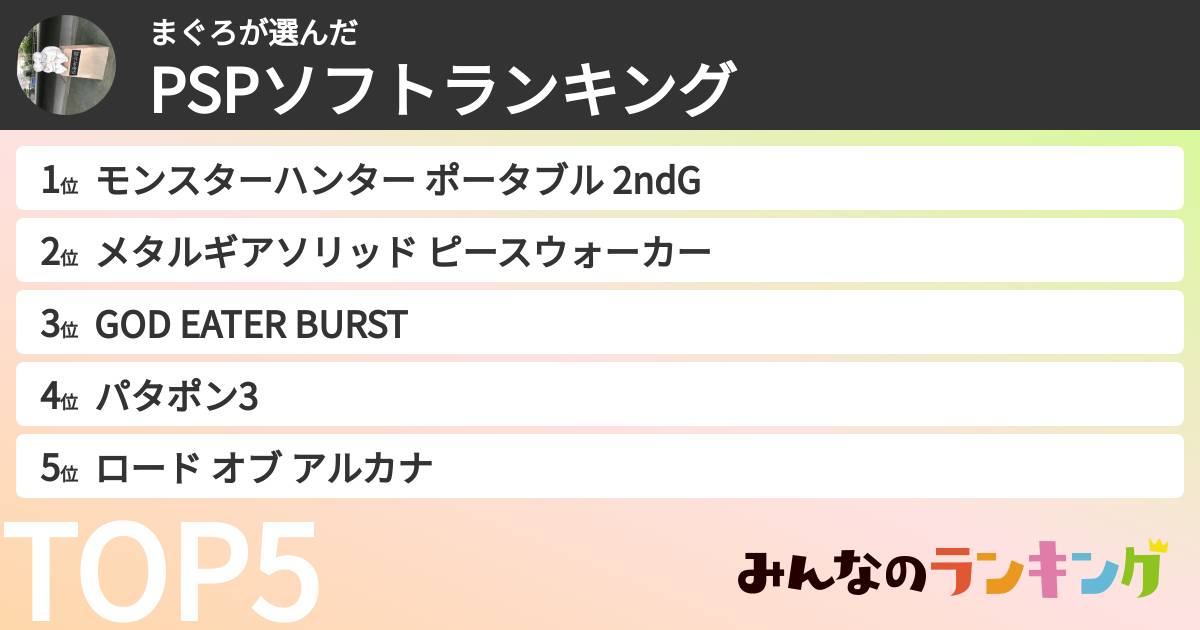 まぐろさんの「PSPソフトランキング」
