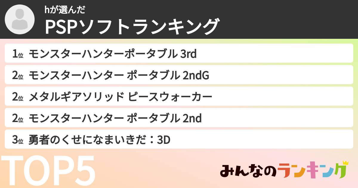 hさんの「PSPソフトランキング」