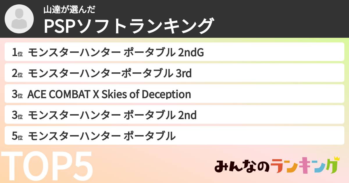 山達さんの「PSPソフトランキング」
