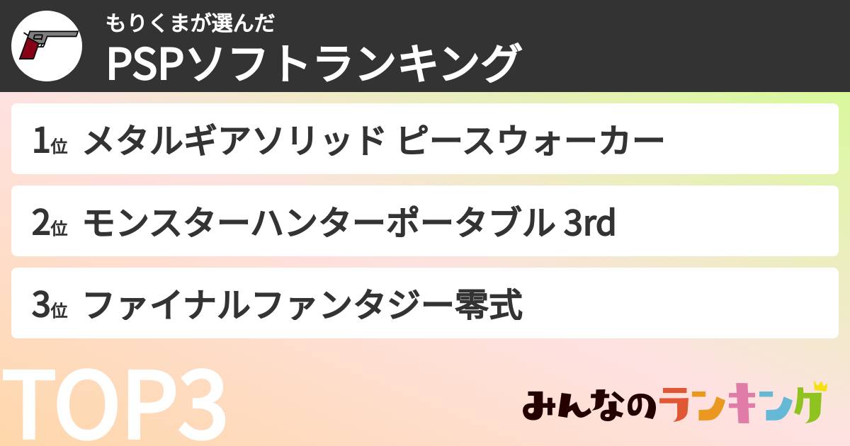 もりくまさんの「PSPソフトランキング」