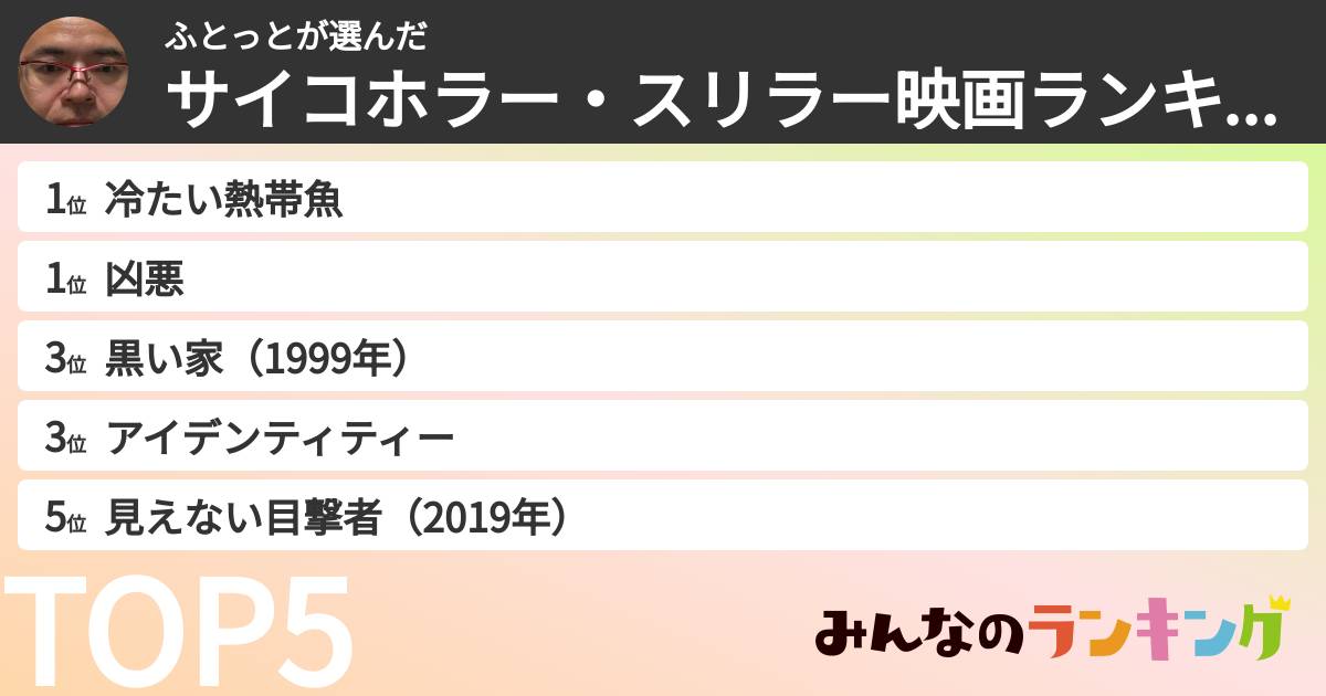 ふとっとさんの「サイコホラー・スリラー映画ランキング」