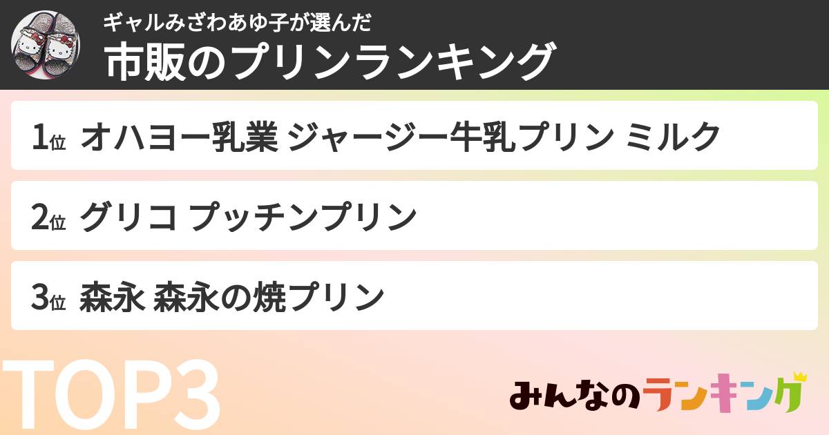 ギャルみざわあゆ子さんの「市販のプリンランキング」