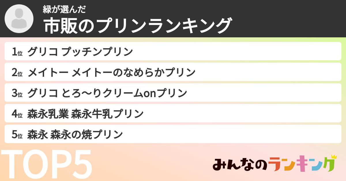 緑さんの「市販のプリンランキング」