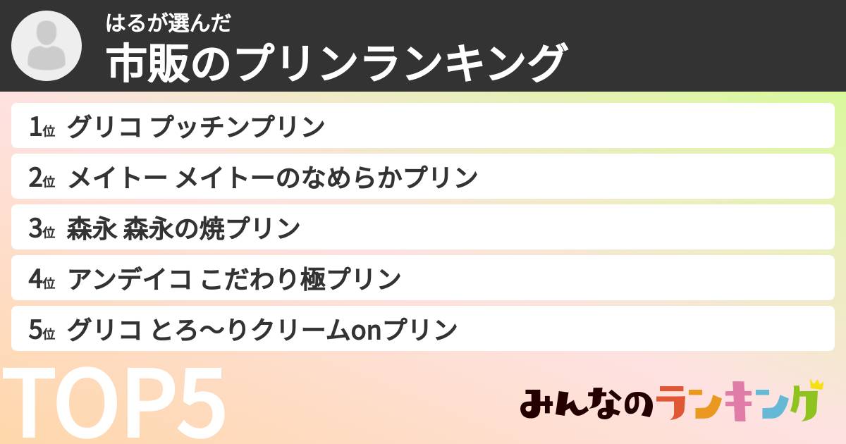 はるさんの「市販のプリンランキング」