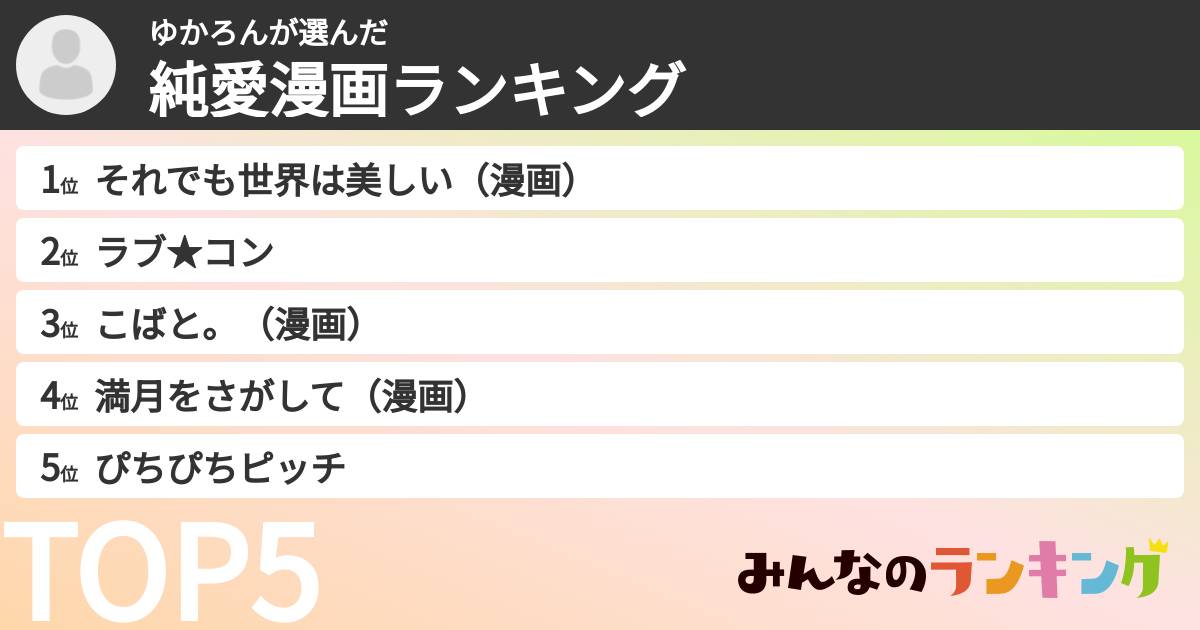 ゆかろんさんの「純愛漫画ランキング」