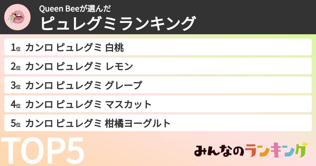 Queen Beeさんの「ピュレグミランキング」