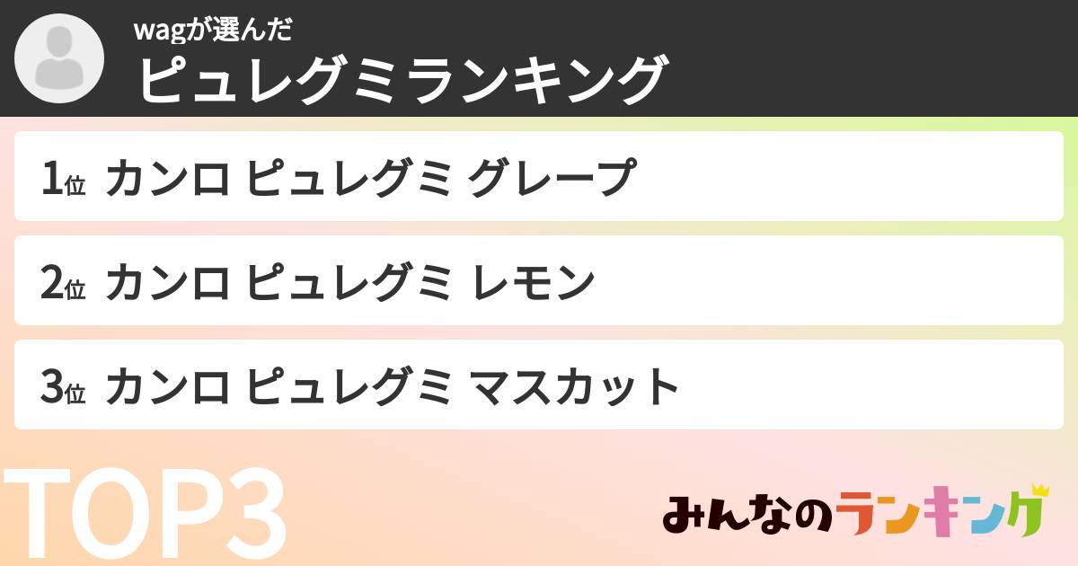 wagさんの「ピュレグミランキング」