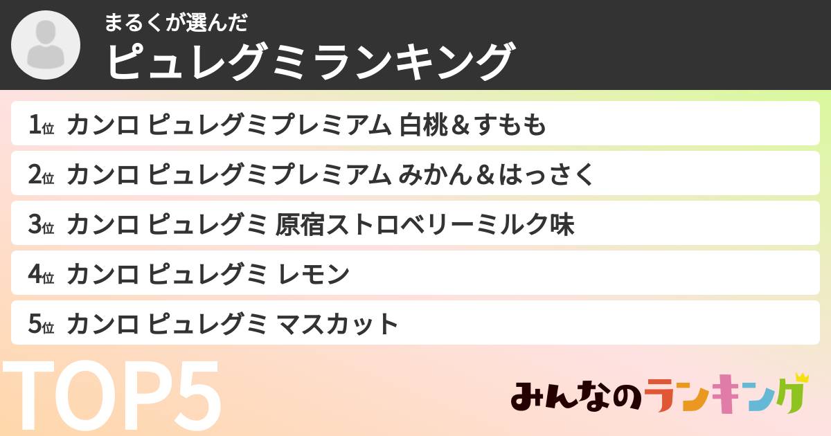 まるくさんの「ピュレグミランキング」