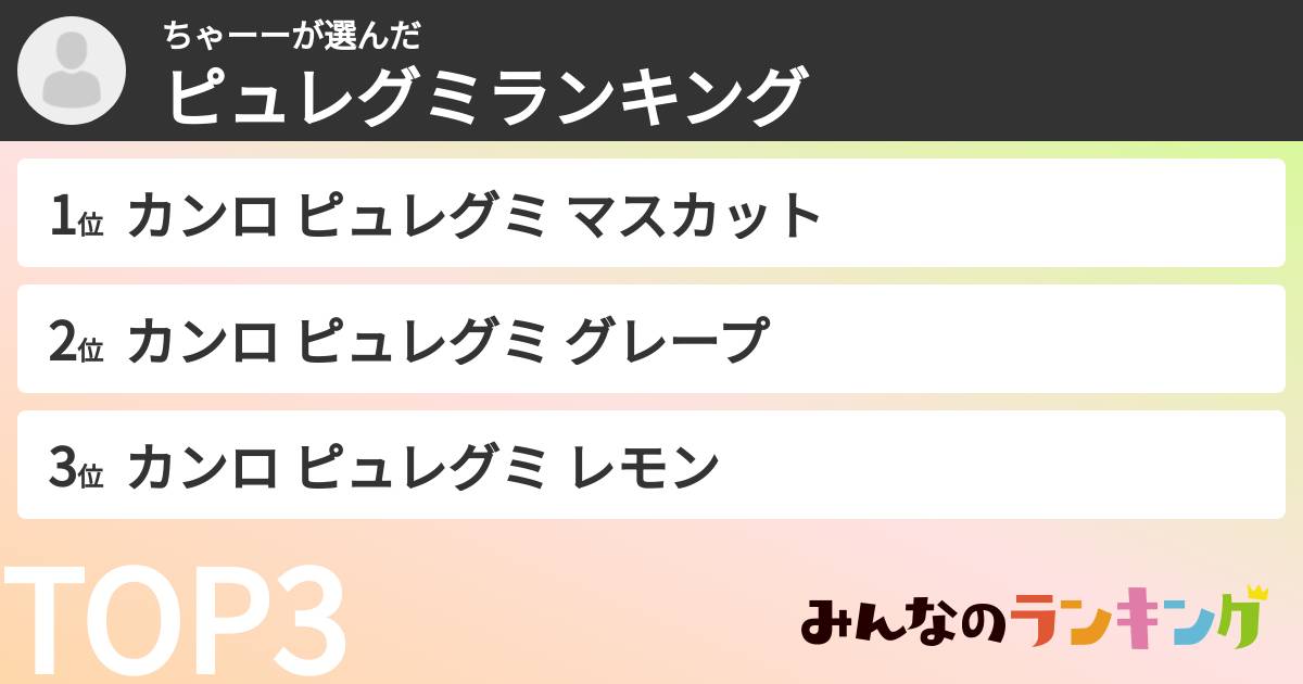 ちゃーーさんの「ピュレグミランキング」