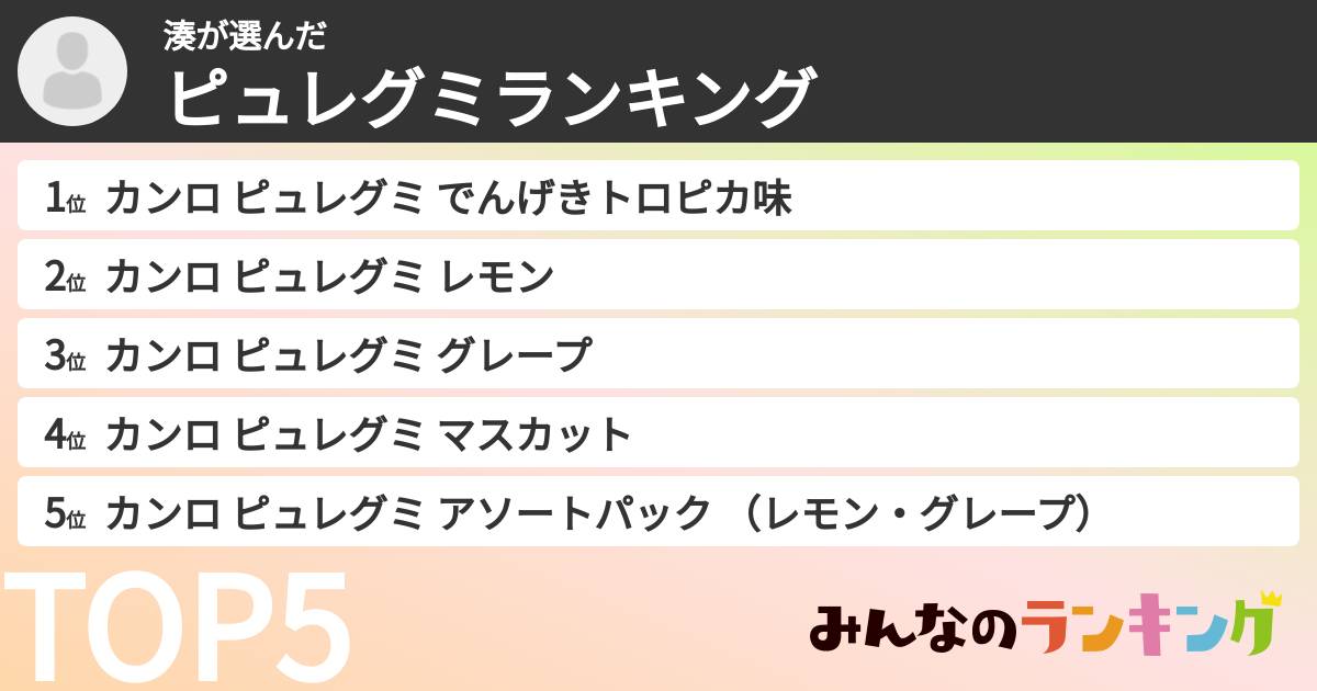湊さんの「ピュレグミランキング」