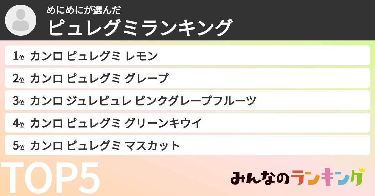 めにめにさんの「ピュレグミランキング」