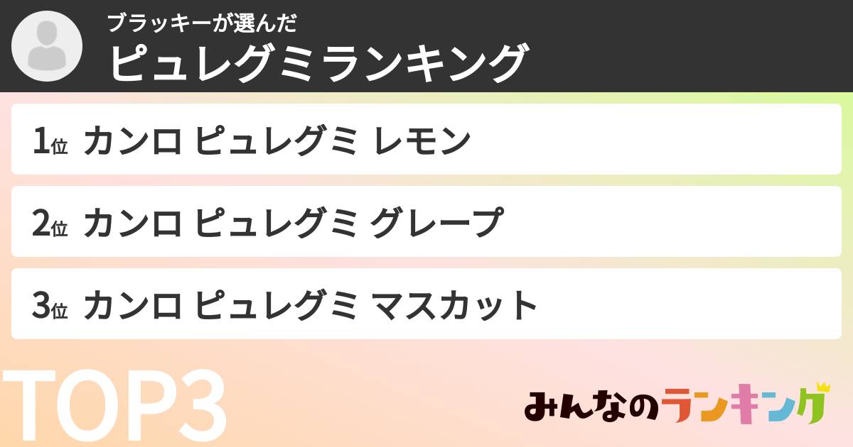 ブラッキーさんの「ピュレグミランキング」