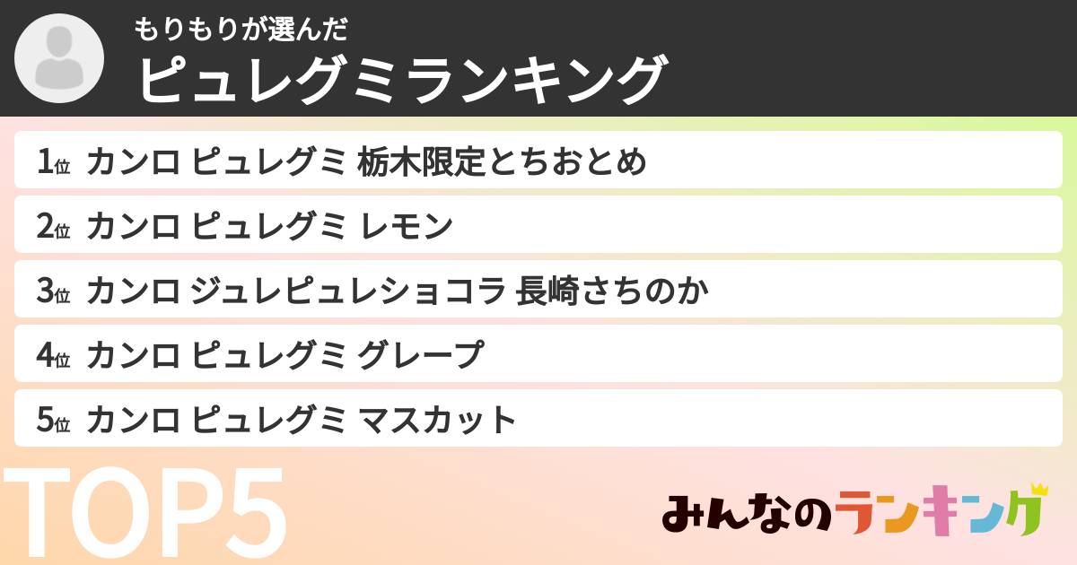 もりもりさんの「ピュレグミランキング」