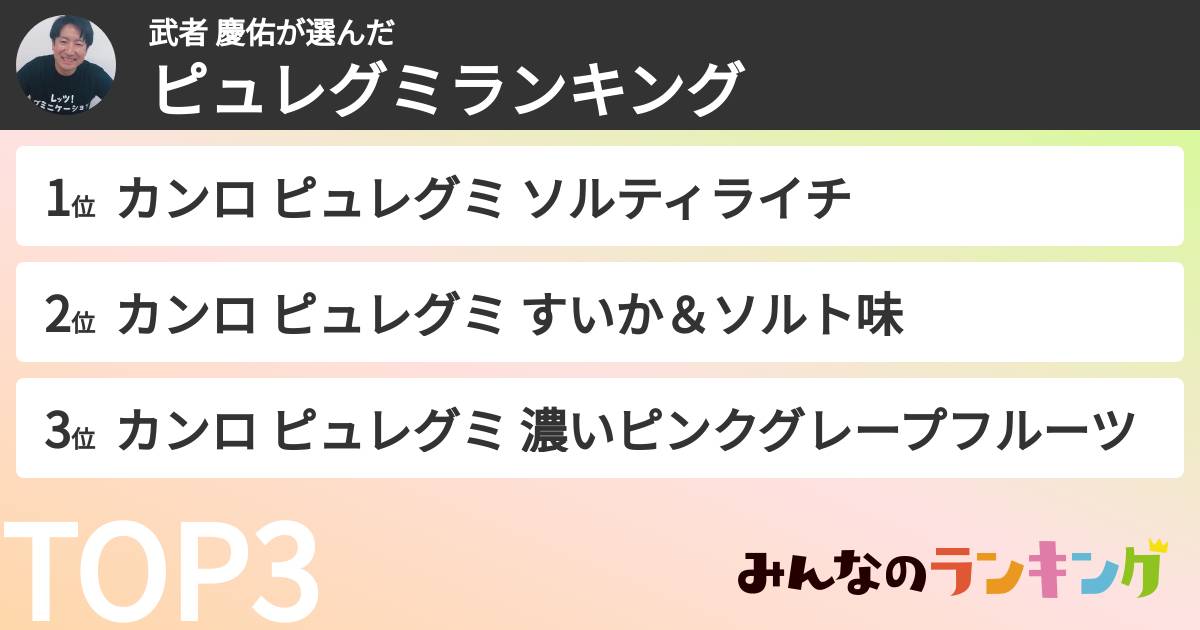武者 慶佑さんの「ピュレグミランキング」