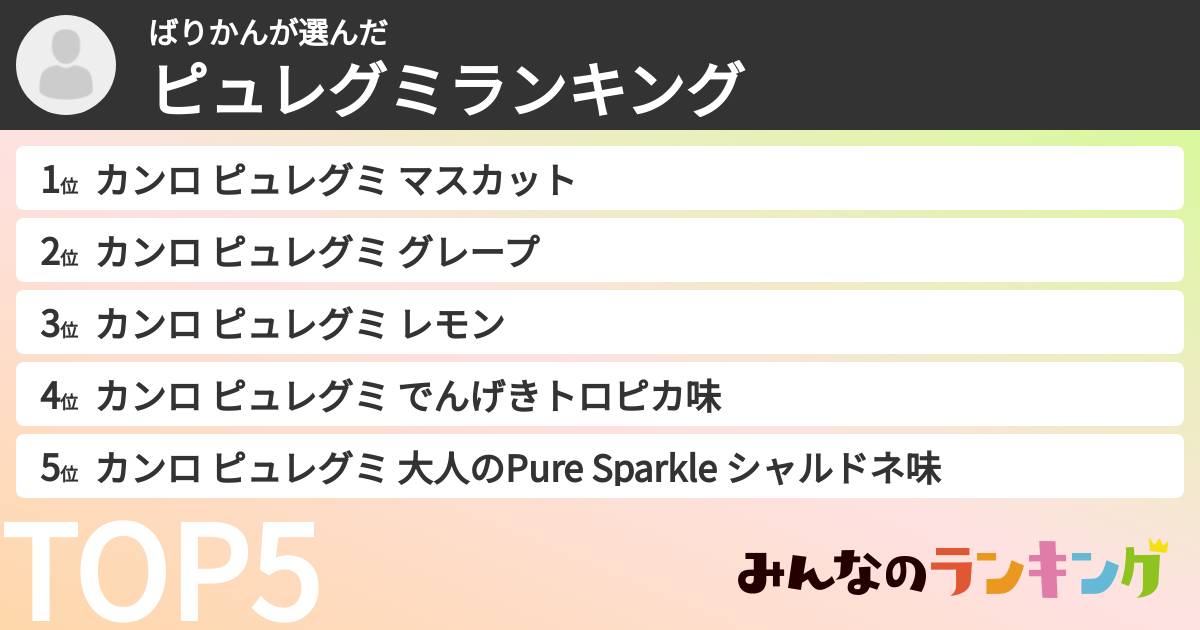 ばりかんさんの「ピュレグミランキング」