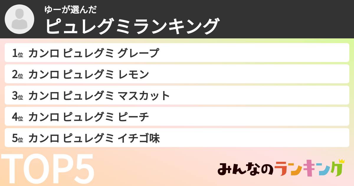 ゆーさんの「ピュレグミランキング」