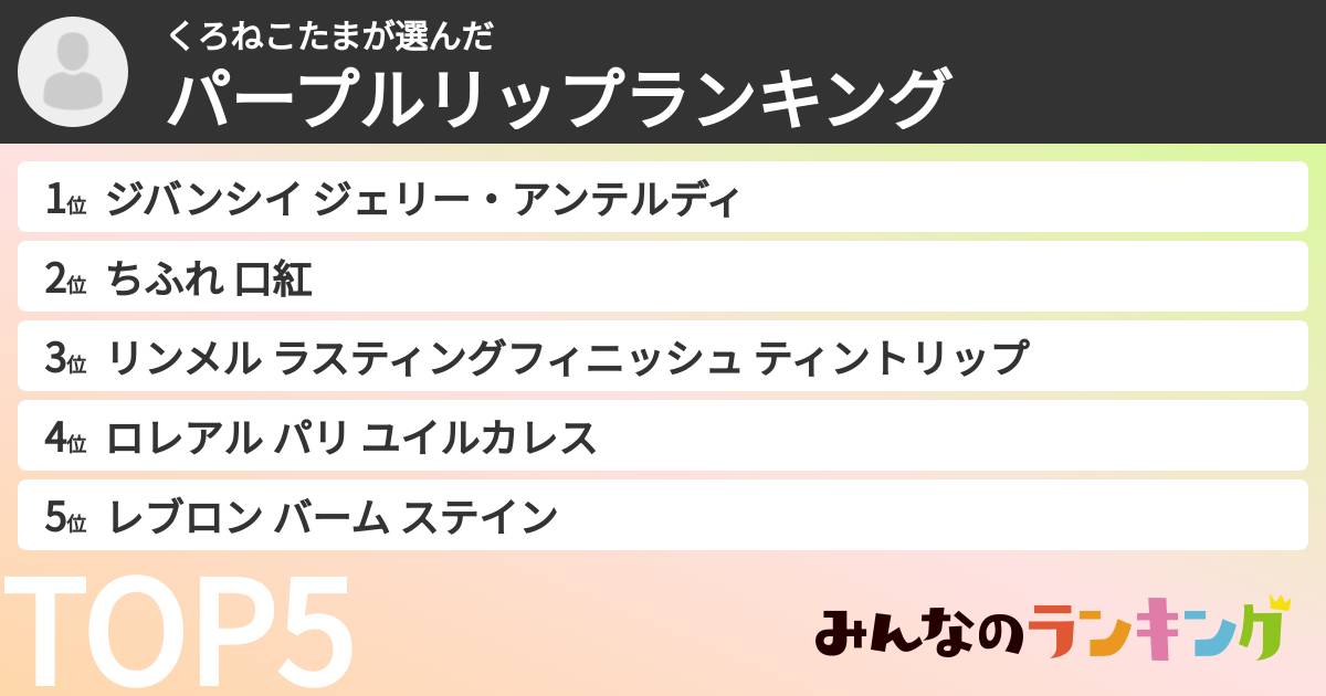 くろねこたまさんの「パープルリップランキング」