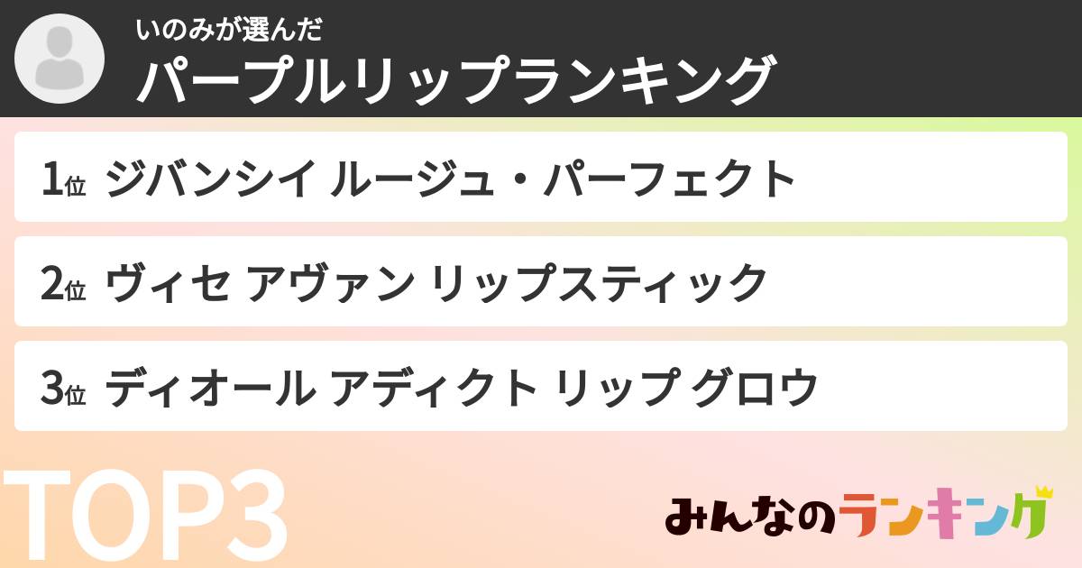 いのみさんの「パープルリップランキング」