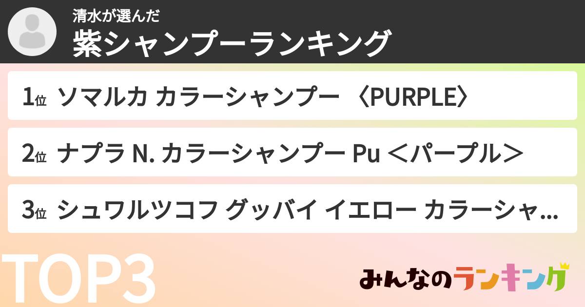 清水さんの「紫シャンプーランキング」