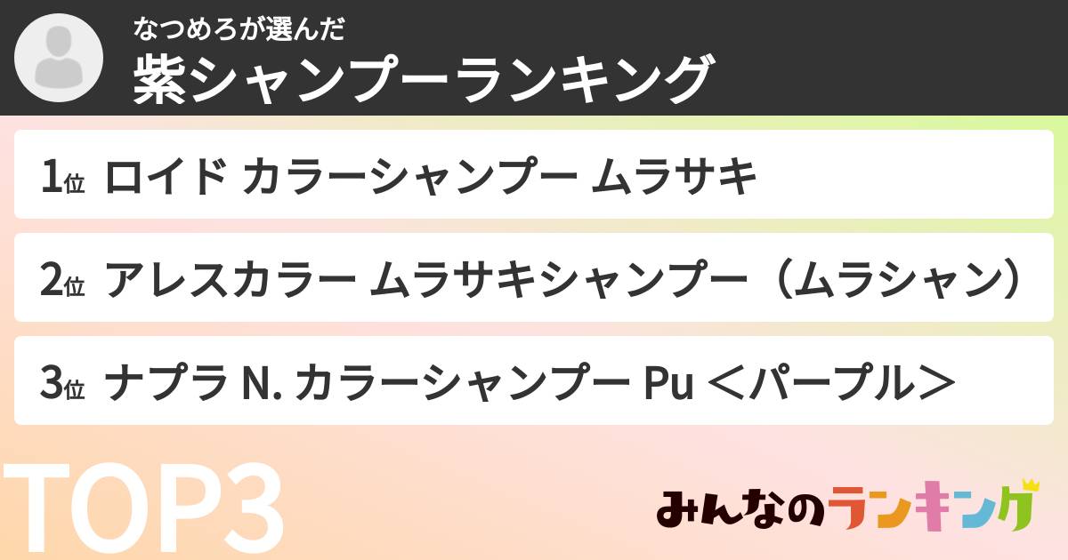 なつめろさんの「紫シャンプーランキング」