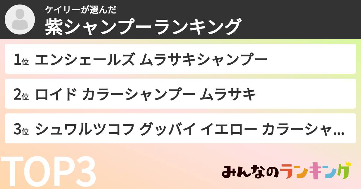 ケイリーさんの「紫シャンプーランキング」