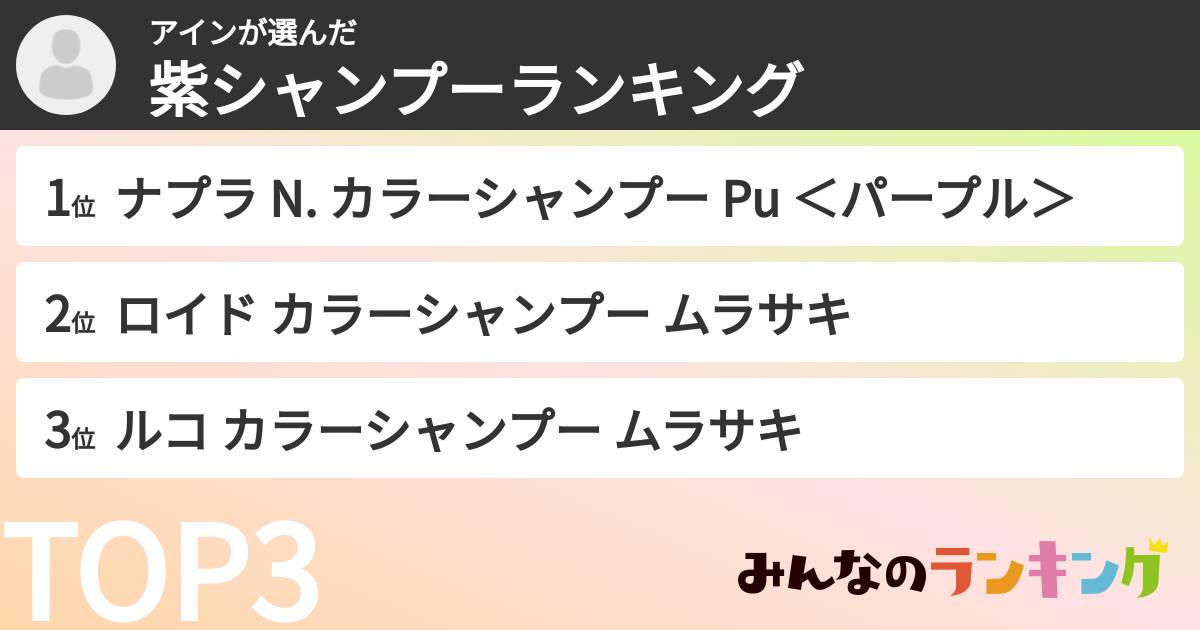 アインさんの「紫シャンプーランキング」