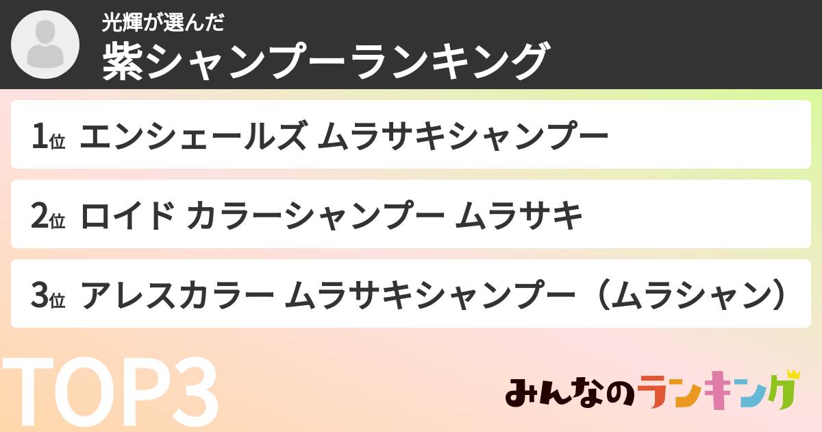 光輝さんの「紫シャンプーランキング」