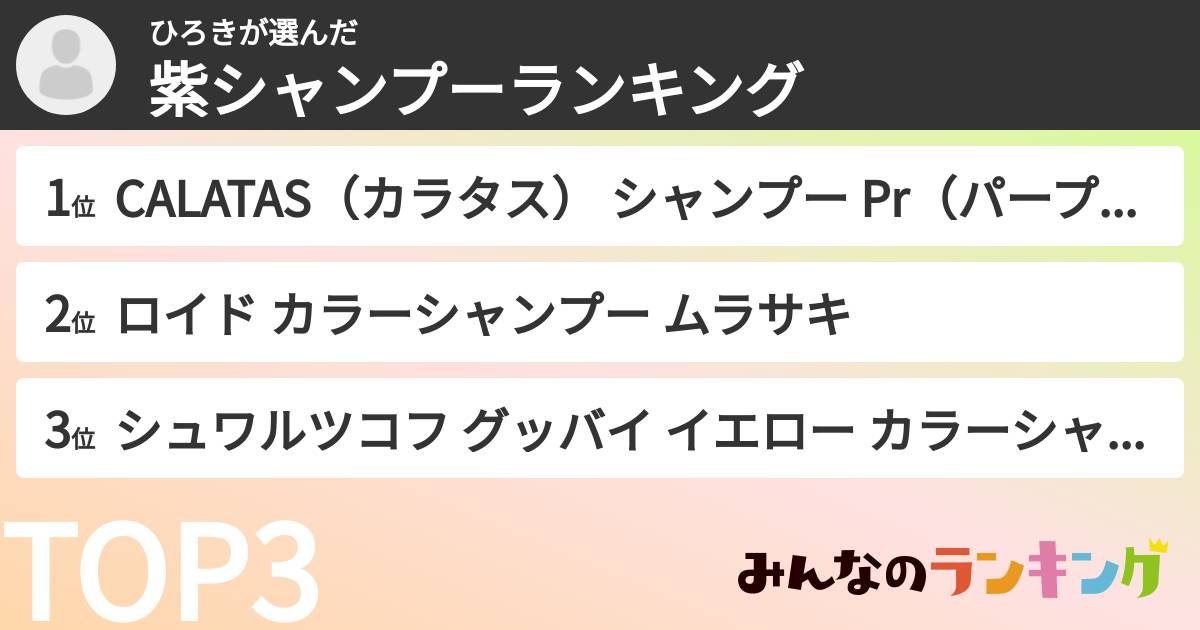 ひろきさんの「紫シャンプーランキング」