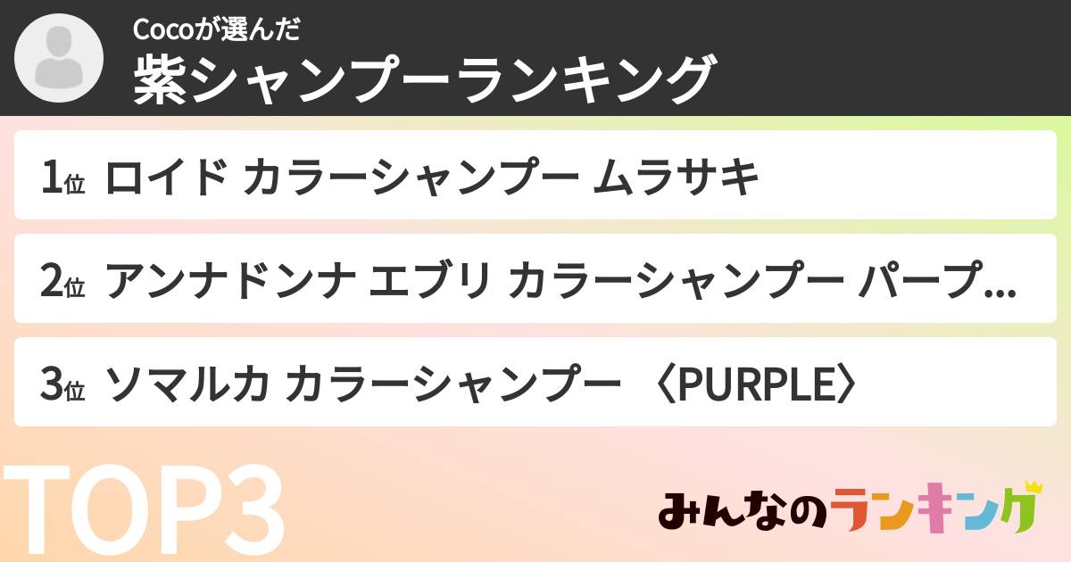 Cocoさんの「紫シャンプーランキング」