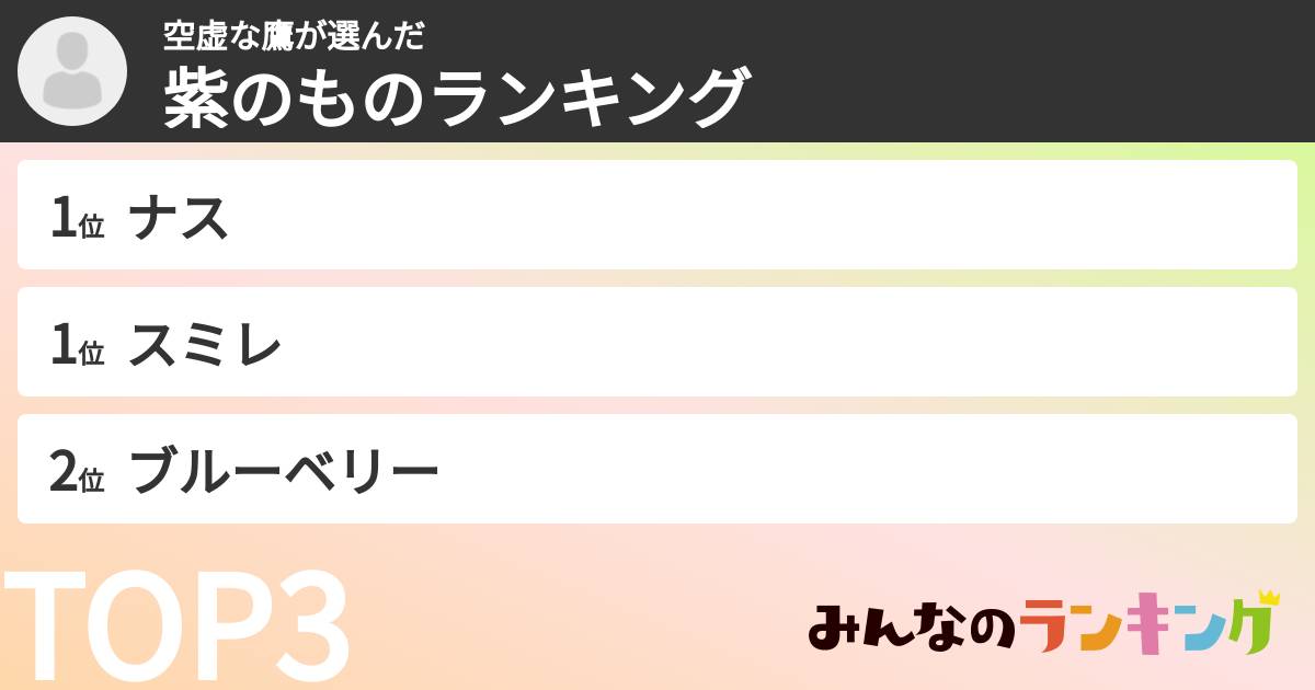 空虚な鷹さんの「紫のものランキング」