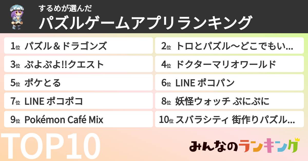 するめさんの「パズルゲームアプリランキング」