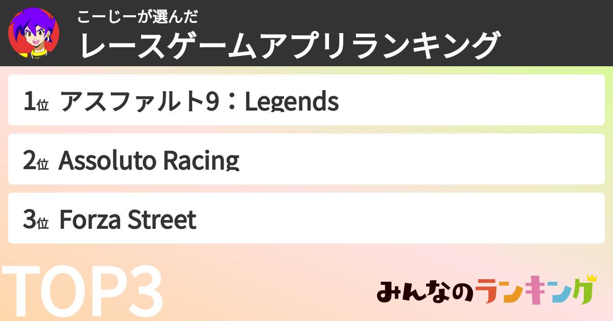 こーじーさんの「レースゲームアプリランキング」