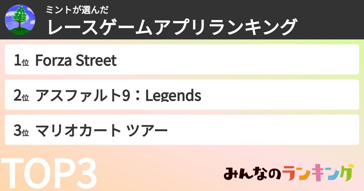 ミントさんの「レースゲームアプリランキング」