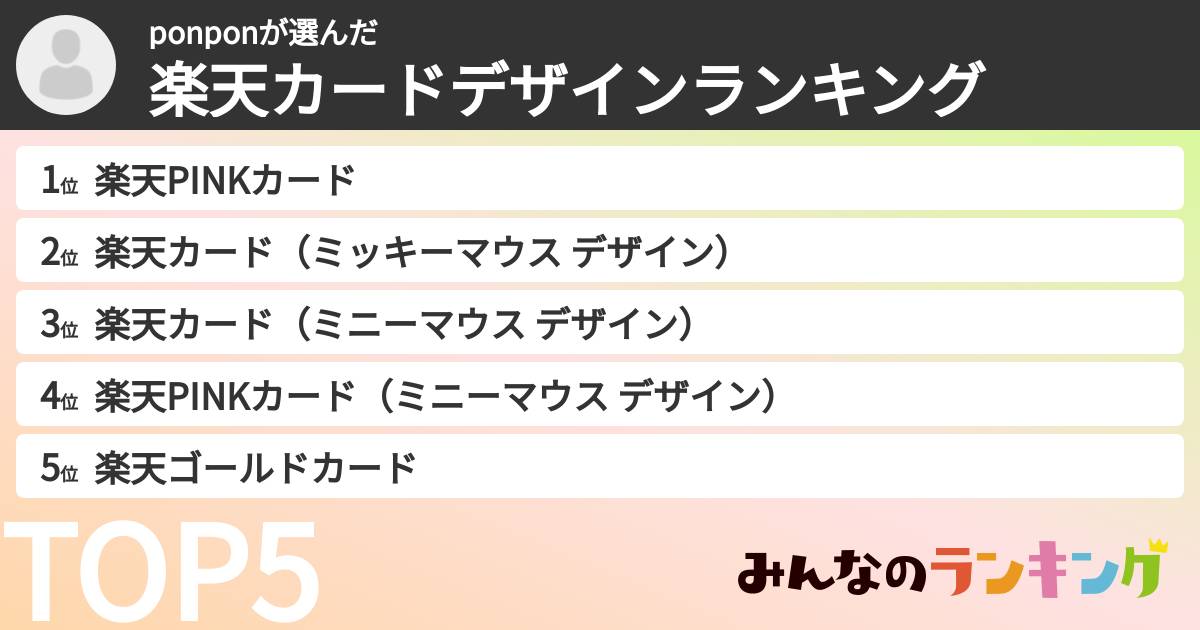 ponponさんの「楽天カードデザインランキング」