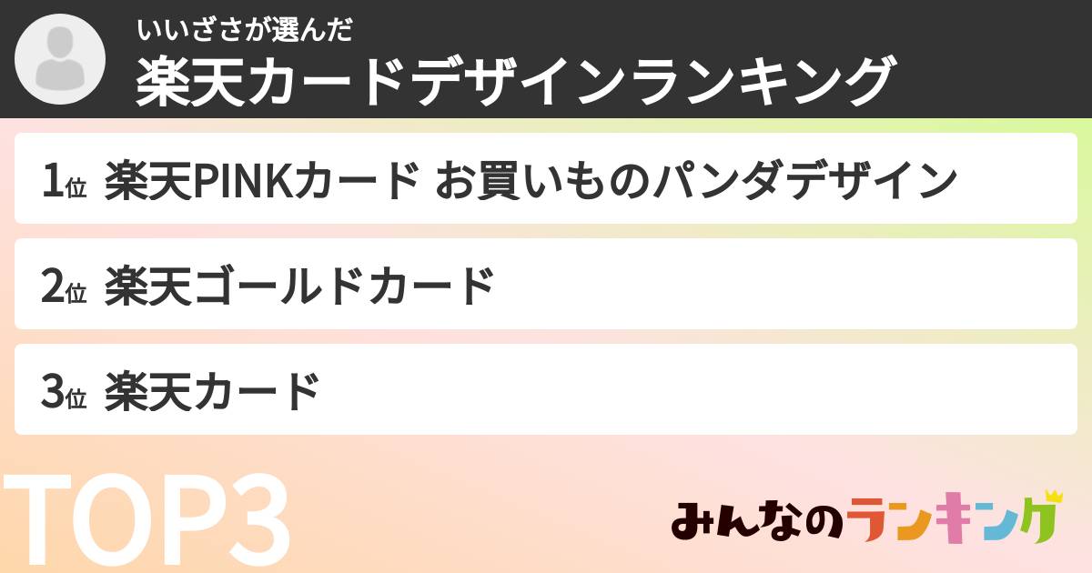 いいざささんの「楽天カードデザインランキング」