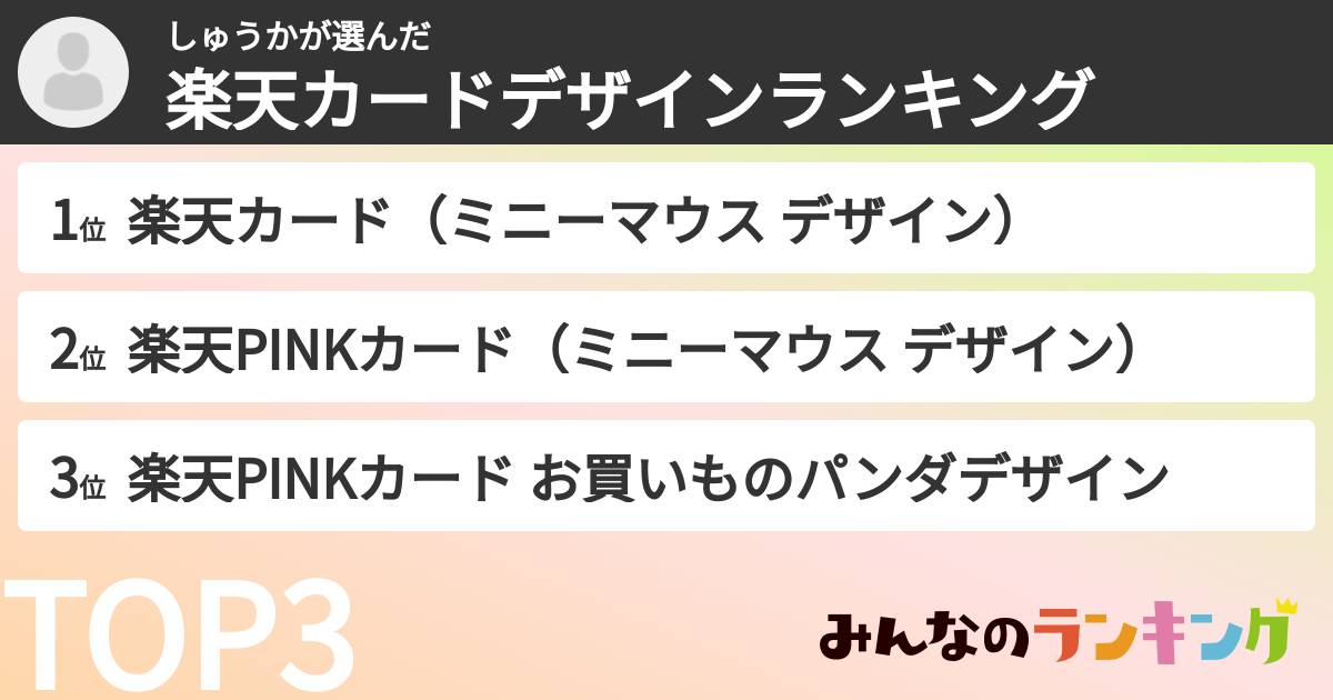 しゅうかさんの「楽天カードデザインランキング」