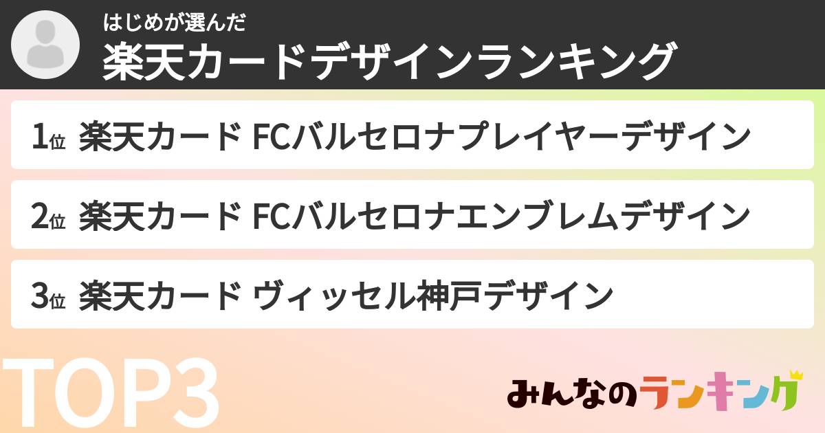 はじめさんの「楽天カードデザインランキング」