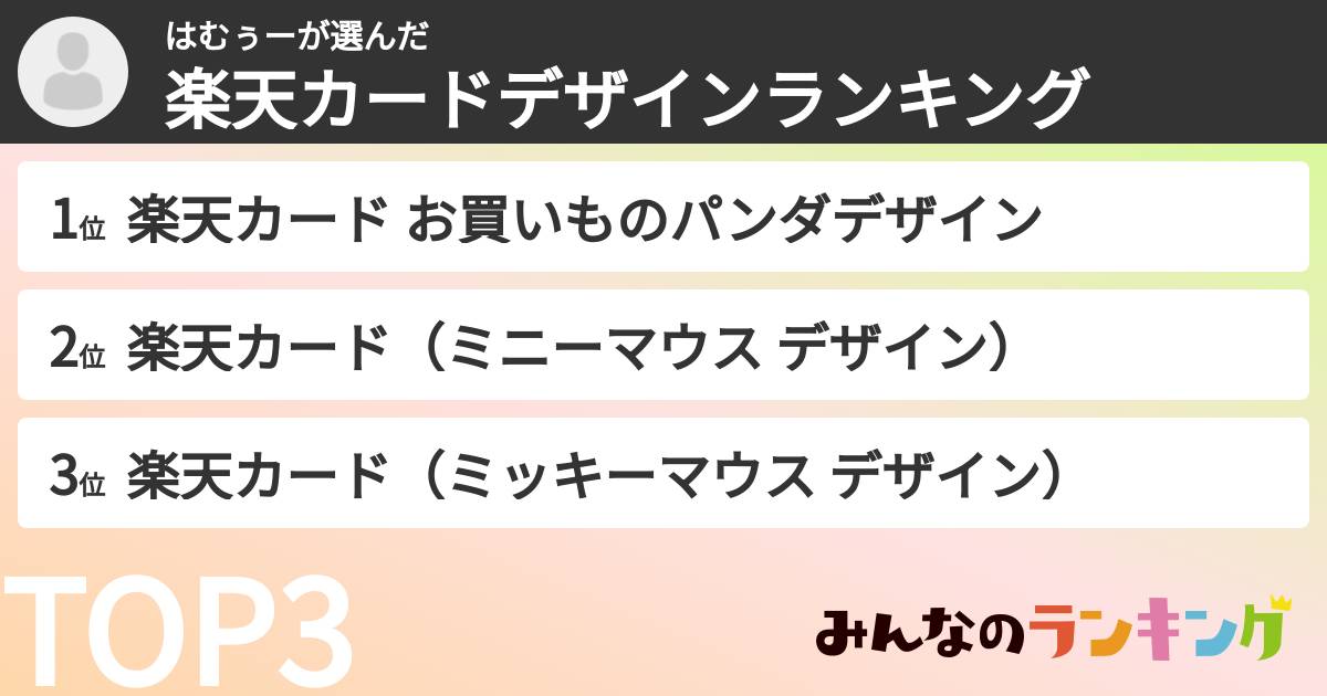 はむぅーさんの「楽天カードデザインランキング」