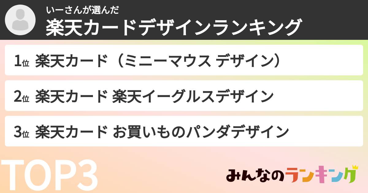 いーさんさんの「楽天カードデザインランキング」