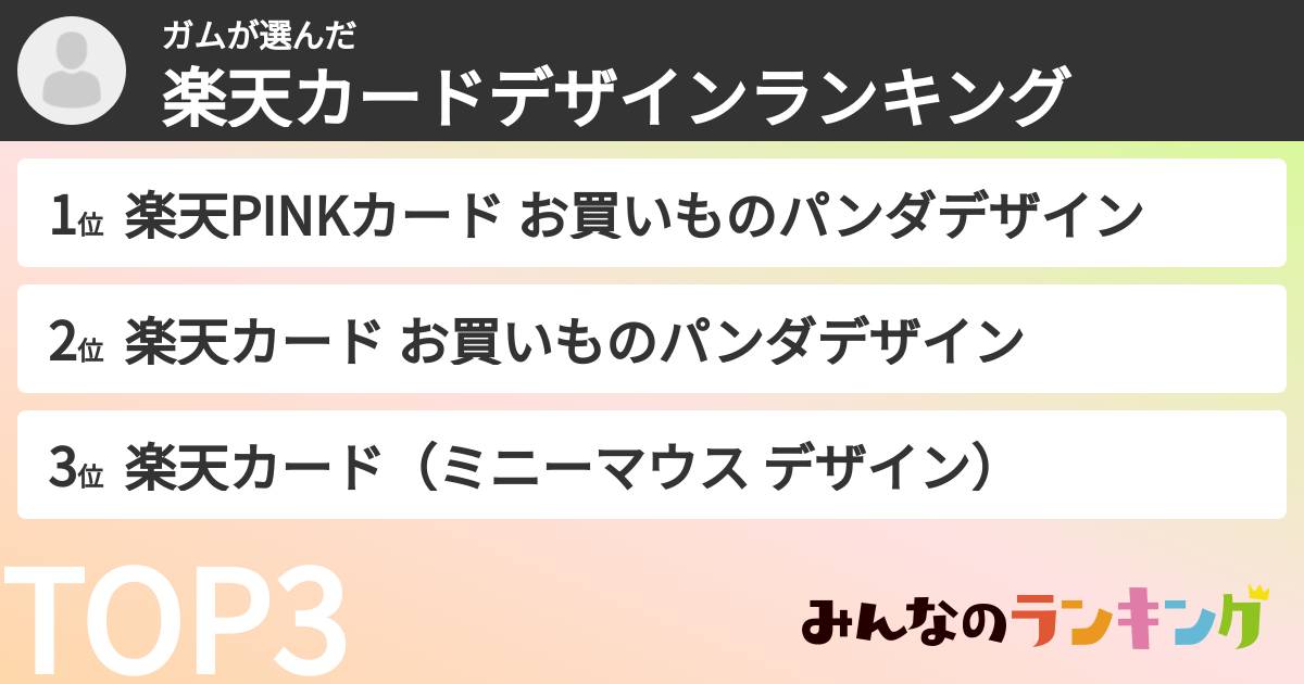 ガムさんの「楽天カードデザインランキング」
