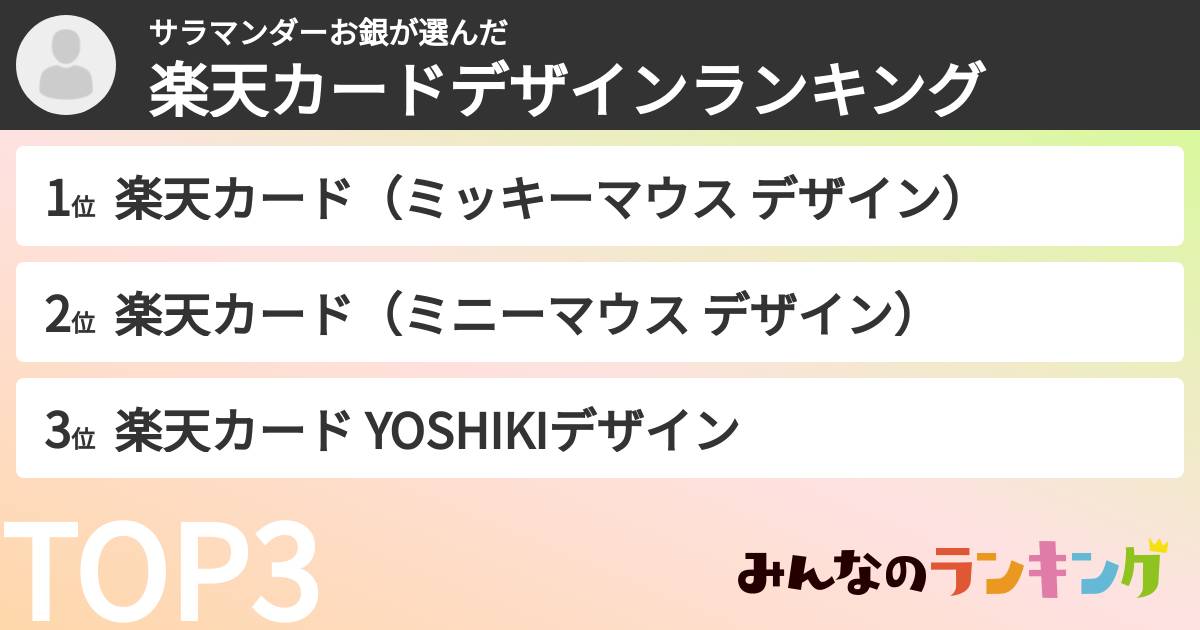 サラマンダーお銀さんの「楽天カードデザインランキング」