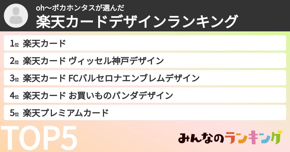 oh~ポカホンタスさんの「楽天カードデザインランキング」