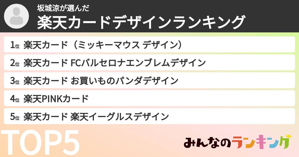 坂城涼さんの「楽天カードデザインランキング」
