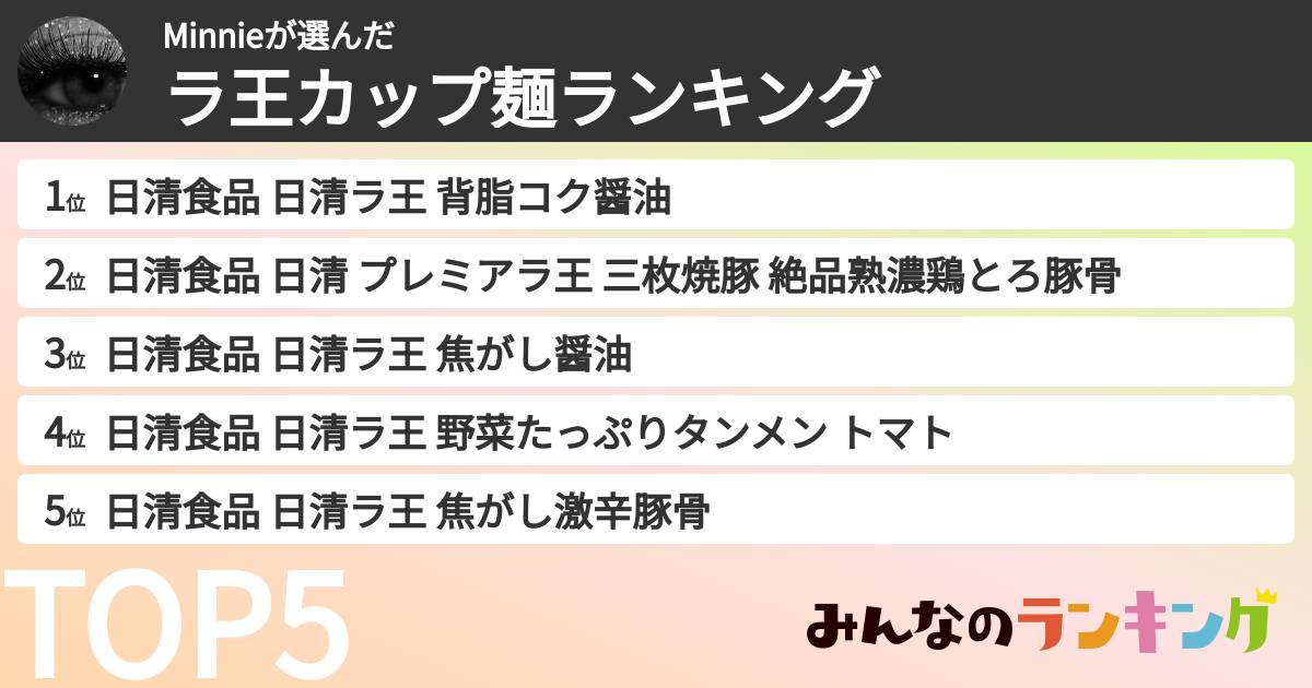 Minnieさんの「ラ王カップ麺ランキング」